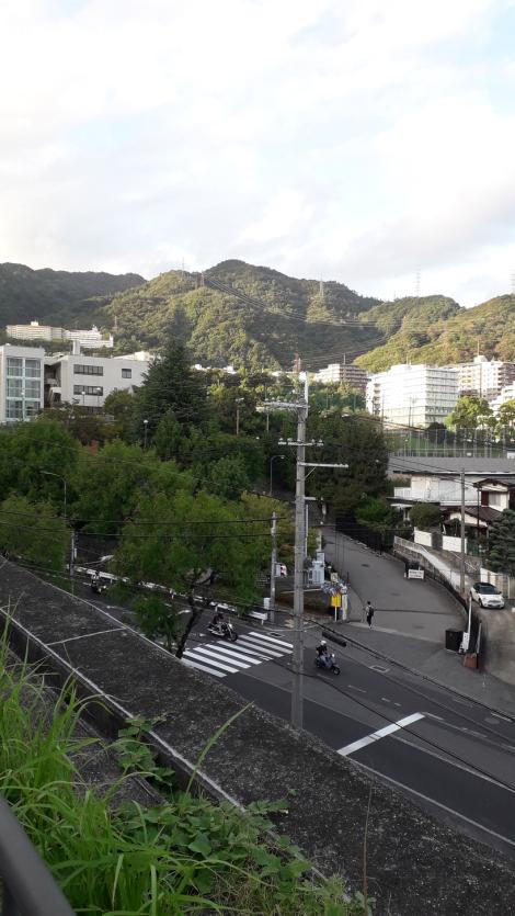 Zdjęcie nr 2 (13)
                                	                             Zdjęcie Tomasza Jakutowicza z pobytu w Japonii. Zdjęcie przedstawia widok z góry na ulice miasta i budynki mieszkalne. W tle wzgórza.
                            